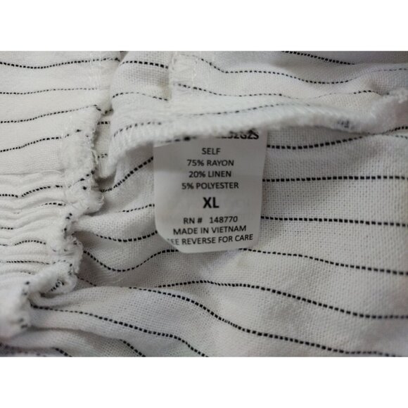 Vienna Sky Womens Striped Wide-Leg Pants XL Rayon/Linen Blend White/Black. - Picture 4 of 7